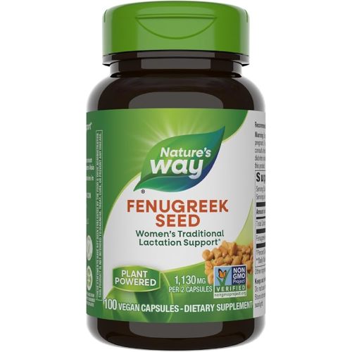 Nature's Way Fenugreek Seed, Traditional Lactation/Breastfeeding Support*, Non-GMO Project Verified, Vegan, 100 Capsules (Packaging May Vary)