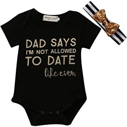 Infant Baby Girls Daddys Letter Playsuit Romper Bodysuit Short Sleeve Shirt