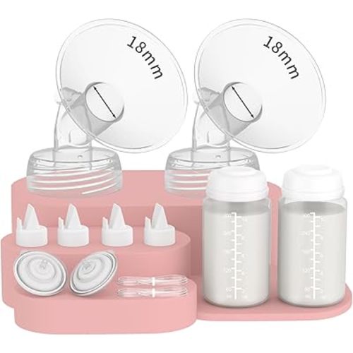 Pump Parts with 10oz/300ml Bottle Compatible with Spectra S1,S2,S9 Plus,SG, Replacement Kit for Spectra Pump Parts Include 18mm Flange, 10oz Bottle, Backflow Protector, Valve, Tube, 2 Pack