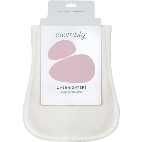 Esembly Overnighters: Cloth Diaper Doubler and Absorbency Booster - Reusable Organic Cotton Stay-Dry Liner for Nighttime or Heavy Wetters - Super Thirsty Insert, One Size, Pack of 2