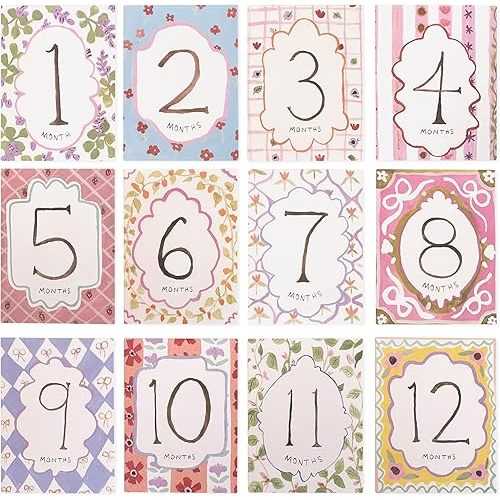 Baby Boy/Girl Monthly Milestone Cards - First Holiday Cards,First Year Month Photo Milestone Cards,Baby Shower Newborn Photo Prop (Cards-2)