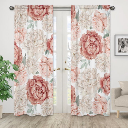 Sweet Jojo Designs Peony Floral Garden Pink and Ivory Semi-Sheer Rod Pocket Curtain Panels by Sweet Jojo Designs | Wayfair