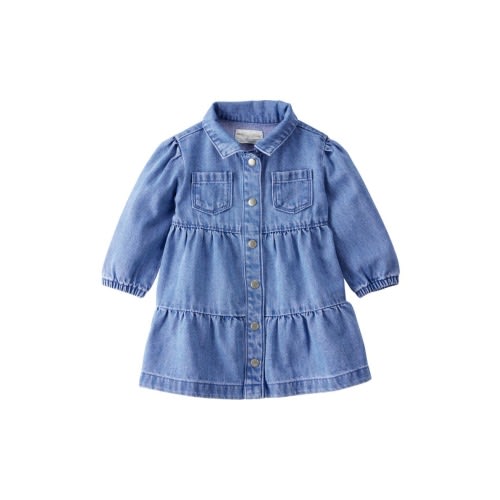 Organic Cotton Denim Tiered Dress & Bloomers Set