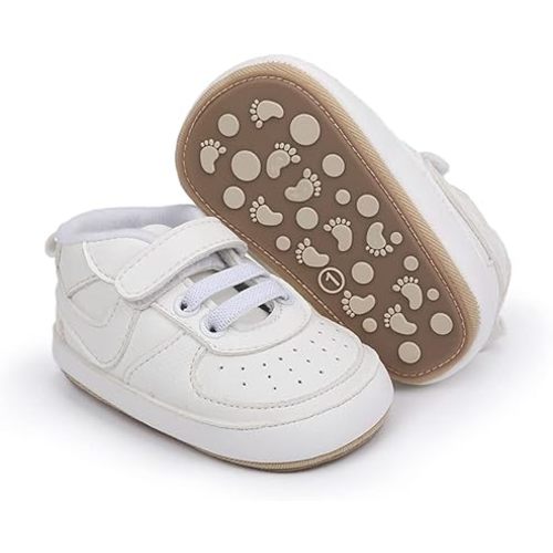 Clowora Unsex Baby Shoes Boys Girls Infant Sneakers Non-Slip Soft Rubber Sole Toddler Crib First Walker Lightweight Shoes