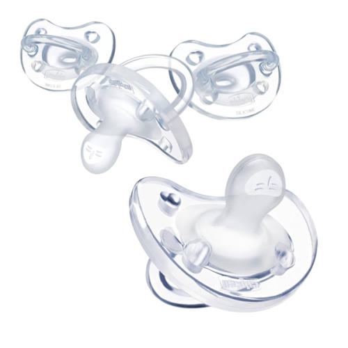 Chicco PhysioForma 100% Soft Silicone One Piece Pacifier for Babies Aged 0-6 Months | BPA & Latex Free | Reusable Sterilizing Case | Clear, 4pk