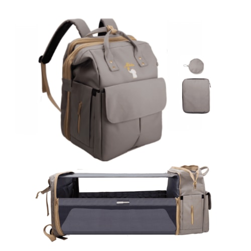 AKSHA Baby Diaper Bag Backpack with Changing Station and USB Port (Gray)