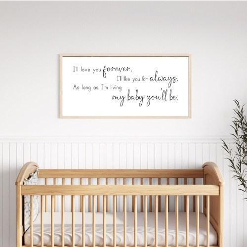 i'll love you forever i'll like you for always sign, nursery wall decor, nursery signs, sign for above crib, farmhouse nursery, wall art