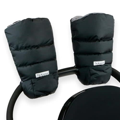 7AM Enfant Stroller Warmmuffs Gloves - Anti-Freeze Stroller Mittens for Handlebars, Water Repellent Hand Warmer Muff for Cold Weather, Plush Lined Stroller Warmmuffs | Winter Stroller Accessories