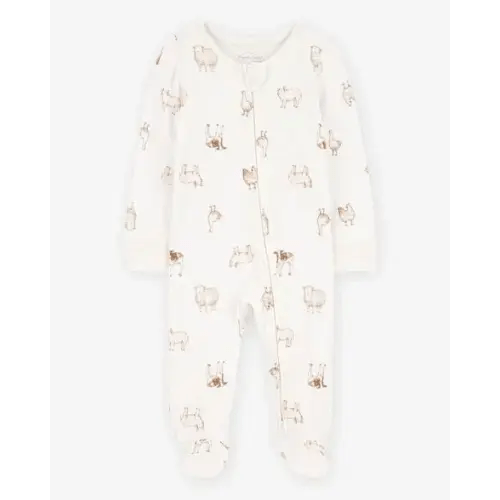 Baby Farm Animals Print 2-Way Zip PurelySoft Sleep & Play Pajamas - Ivory - Carter's | Carter's