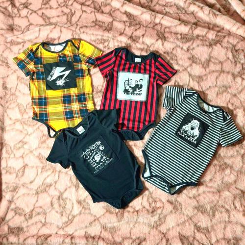 Custom Punk Metal Newborn Baby Onesies/ stripes leopard plaid/gbh los crudos eskorbuto subhumans conflict the clash germs misfits metallica