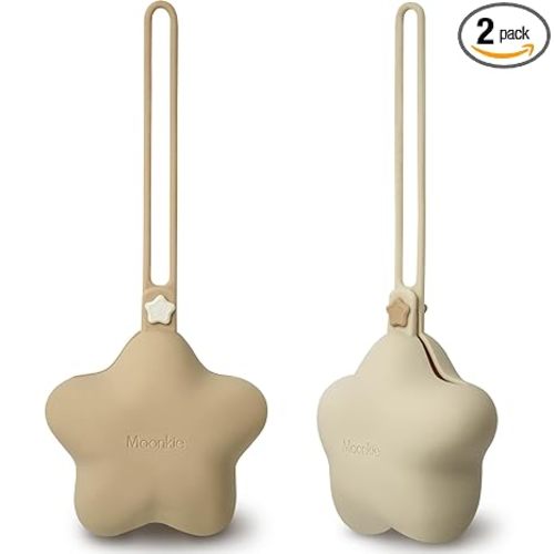 Moonkie Silicone Pacifier Holder Case, Cute Portable Pacifier Storage Case, 2 Pack