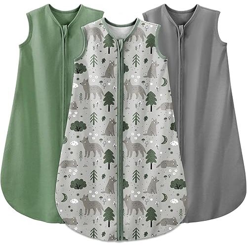 Yoofoss Baby Sleep Sack 0-6 Months Baby Wearable Blanket 100% Cotton 2-Way Zipper Toddler Sleeping Sack, 3 Pack Soft Lightweight Sleep Sacks for Babies