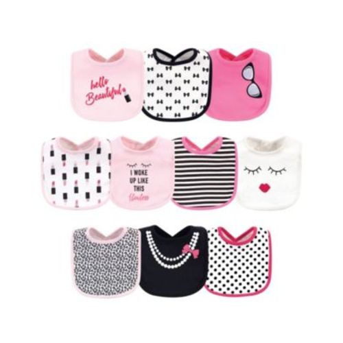 Baby Girl Cotton Bibs 10pk, Lipstick, One Size