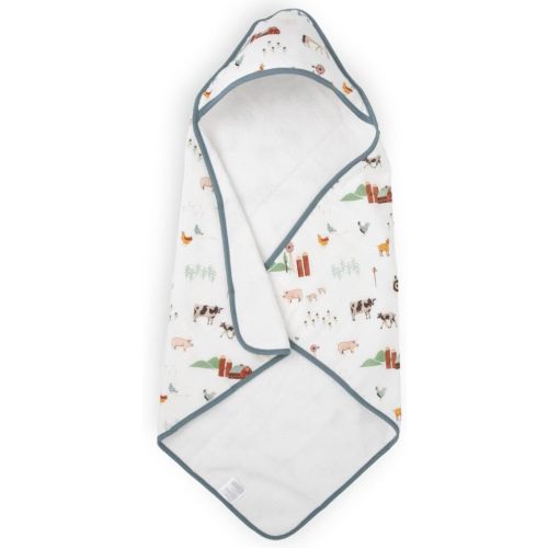 Little Unicorn Premium Infant Hooded Bath Towel| Soft & Absorbent Cotton & Terry Fabric for Newborns (Farmyard)