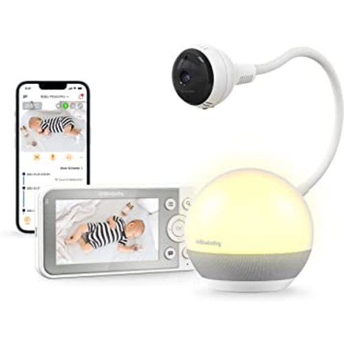 CHILLAX BabyMood Pro - 2 in 1 Baby Monitor with Camera and Audio with Remote Pan, Lights & Lullaby for Toddler & Infant - Full HD 360° Gooseneck Baby Camera for Nursery - Phone App & Tablet Access