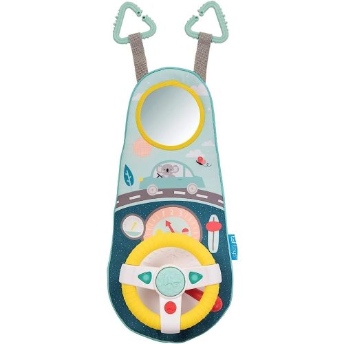 Baby Car Seat Toys for Infants with Mirror, Carseat Toys Steering Wheel with Music Lights & Driving Sounds Car Seat Toy for Babies 6 to 12 Months