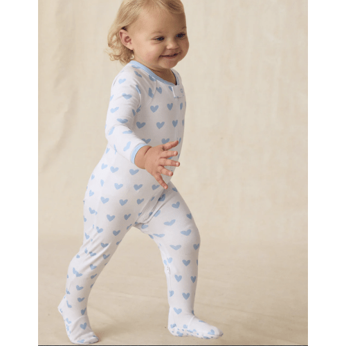 LAKE | Baby | Pima Cotton Pajamas | French Blue Heart Baby Sleeper