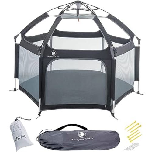 The Original POP 'N GO Premium Indoor and Outdoor Baby Playpen - Portable, Lightweight, Pop Up Pack and Play Toddler Play Yard w/Canopy and Travel Bag - Black