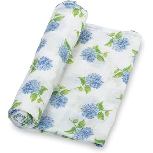 Swaddle Blanket | 100% Muslin Cotton | Newborn and Baby Nursery Essentials for Girls, Registry | Hydrangea Print