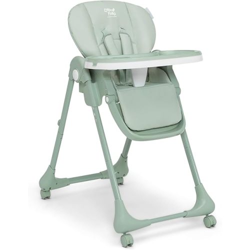 Delta Children Little Folks 2-in-1 SlimFold High Chair for Babies and Toddlers, Sage Green
