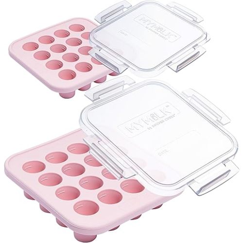 Souper Cubes MyMilk 1/2 oz. Silicone Breast Milk Freezer Trays, Each Food-Grade Silicone Tray Holds 8 oz., Perfect For Baby Food Freezer Storage, Purees, and More - Pink - 2-Pack