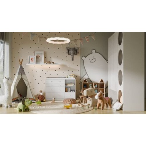 Famapy White Changing Table With 2 Shelves and 5 Storage Drawers Dresser Nursery Furniture Baby Dresser