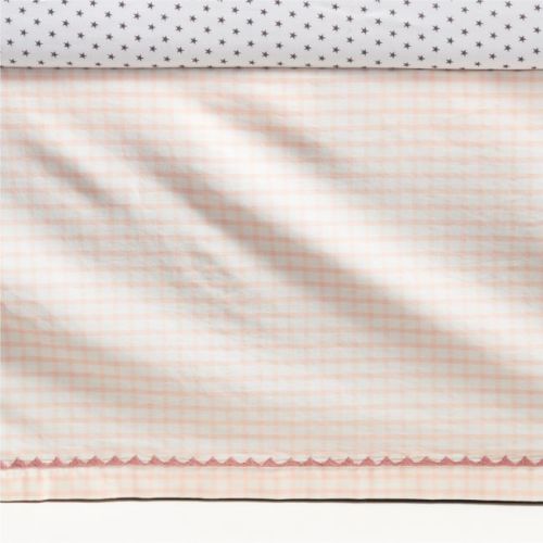 Pink Windowpane Plaid Organic Cotton Baby Crib Skirt