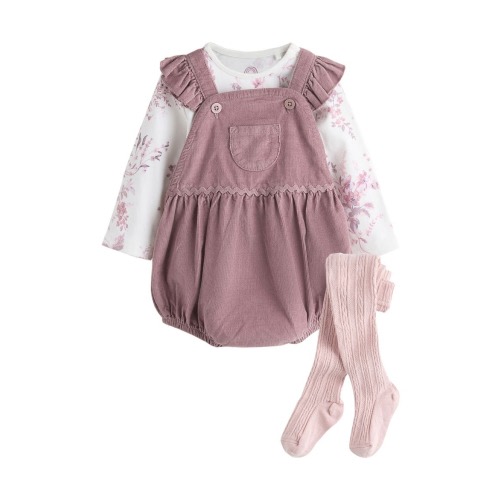 Corduroy Long Sleeve Bodysuit, Romper & Socks Set