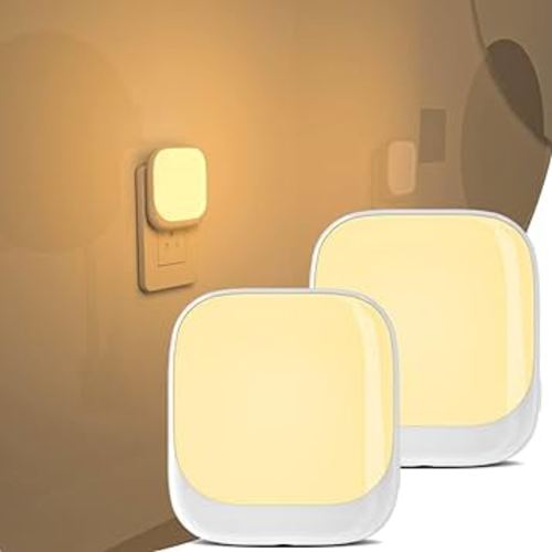 N&B NICE&BRAVO Plug in Night Lights Kids Nightlight Plug Into Wall Dusk to Dawn Sensor LED Night Light for Bedroom, Nursery, Hallway, Kitchen, Bathroom Three-Level Brightness Adjustment – 2 Pack