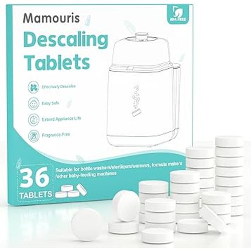 Descaling Tablets 36 Count: for Momcozy Baby Brezza Grownsy Papablic Bottle Washers, Detergent Washing Tablets for All Brands Baby Bottle Washer Machine Warmer Sterilizers Formula Maker