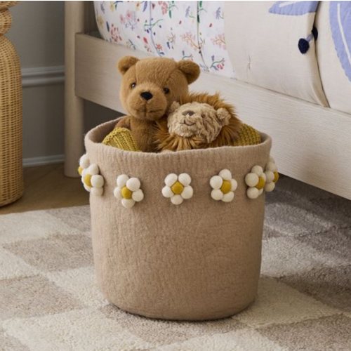 Handcrafted Felt Daisy Bin