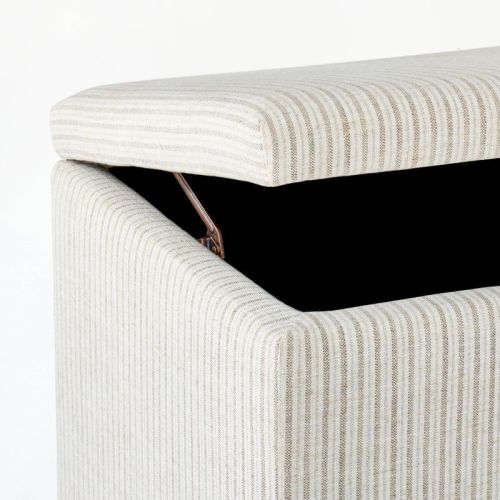 Lynwood Storage Bench Tan Striped - Threshold™ designed with Studio McGee: Upholstered Rectangular Ottoman with Hinged Lid
