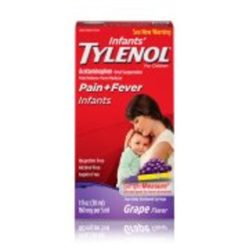 Infants' Tylenol Oral Suspension, Fever Reducer and Pain Reliever, Grape, 1 fl oz