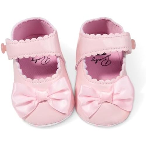 Baby Girl Mary Jane Flats Dress Shoes - Infant Newborn Shoes Anti-Slip Soft PU Leather Party School Wedding Princess Baby Girl Shoes 0-18M