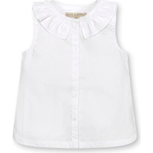 Girls' Sleeveless Ruffle Collar Chambray Button Back Top, Infant, 3-6M