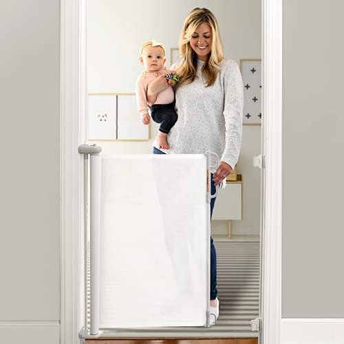 Momcozy Retractable Baby Gate, 33" Tall, Extends up to 51" Wide, Child Safety Baby Gates for Stairs, Doorways, Hallways, Indoor, Outdoor (White)