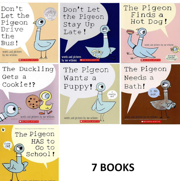Pigeon Series 7 Book Set : Don't Let the Pigeon Drive the Bus / Stay up Late. Pigeon Finds a Hot Dog ....and 4 More Titles