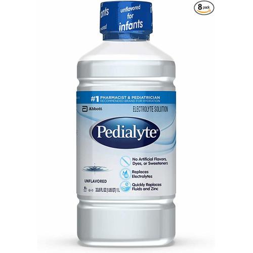 Pedialyte Electrolyte Solution, Hydration Drink, 1 Liter, 8 Count, Unflavored - Liquid