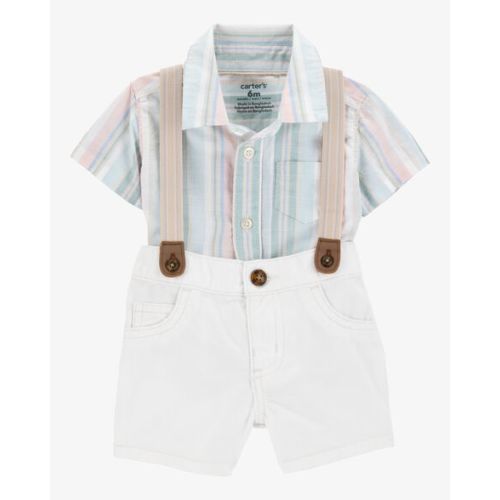 Baby 3-Piece Button-Down Bodysuit & Suspender Short Set - Carter's | Carter's