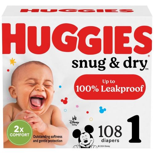 Huggies Snug & Dry Baby Disposable Diapers – (Select Size and Count), Size: Size 1