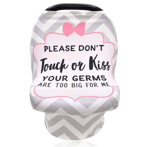 Baby Car Seat Cover for Boys Girls, No Touching Sign Flower Stroller Cover for Newborn, Multiuse Nursing Cover, Infant Carrier Cover, Breastfeeding Scarf Newborn, Ultra-Soft Breathable