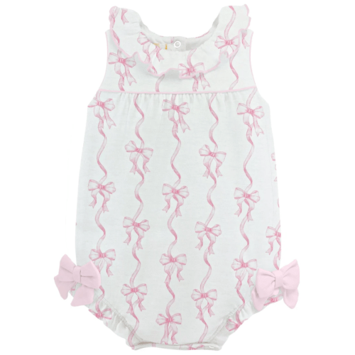 Printed Girl Bubble w/Collar & Bows | Posh Tots Children's Boutique