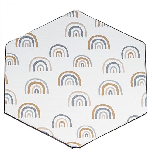 POP 'N GO Baby Play Mat Cover for Hexagon Playpen - 59 Inch Soft, Washable, Water-Repellent Fitted Sheet for Hexagonal Mats - Portable for Indoor and Outdoor Play - Royal Rainbows