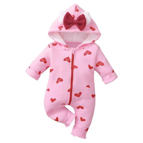 JIUKE Newborn Baby Girl Boy Clothes Winter Warm Outfit Hooded Jumpsuit Infant Onesie Romper Snowsuit Gifts Set
