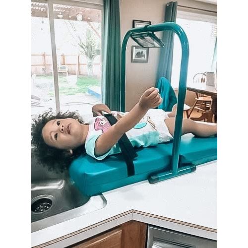 ShampooTime Shampoo Mat for Children, Toddlers, Kids with Phone Holder and Entertainment Bar| Hair Washing Mat on Sink | Hair Washing Mat for Kids| Tear-Free for Children (Deluxe, Peacock)