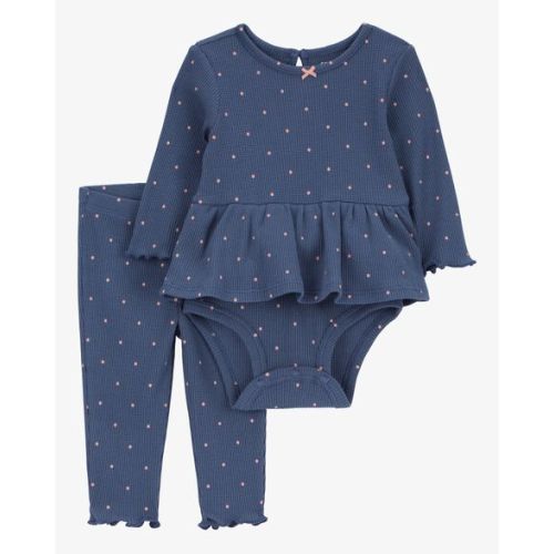 Baby 2-Piece Polka Dot Peplum Thermal Bodysuit Pant Set - Carter's | Carter's