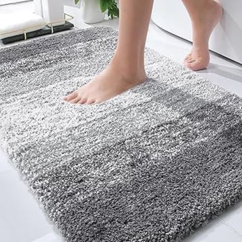 OLANLY Bathroom Rugs Mat 30x20, Extra Soft Absorbent Microfiber Bath Rugs, Rubber Backing, Quick Dry, Machine Washable Bath Mats for Bathroom Floor, Tub and Shower, Home Decor Accessories, Grey