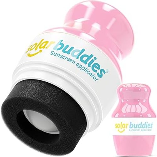 Solar Buddies Sunscreen Applicator - Single Full Pink - Refillable Roll on Sponge Sunscreen, Suncream & Lotion Applicator For Kids, Adults & Families - Holds 3.4fl oz, Perfect Size for Travel