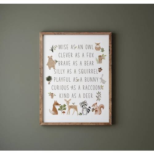 Woodland Nursery Decor Woodland Animals Poster Printable Wall Art Nursery Wall Decor Neutral Quotes Kids Room Wall Art Animals Nursery Gift