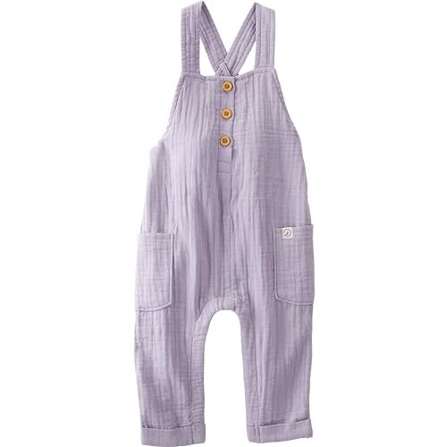 little planet by carter's unisex-baby Organic Cotton Gauze Overall Jumpsuit, Lilac, 3 Months